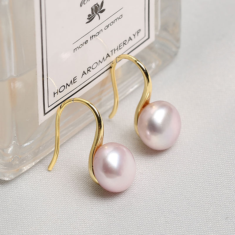 AAAA Freshwater Pearl Drop Earrings S925 | Real Pearl Earrings in Sterling Silver and 14k Gold Plated Pin