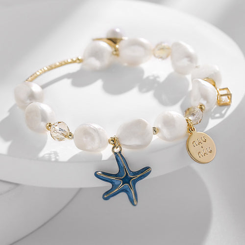 Starfish Creative Style Cultured Baroque Pearl Bracelet in 14k Gold Over Sterling Silver