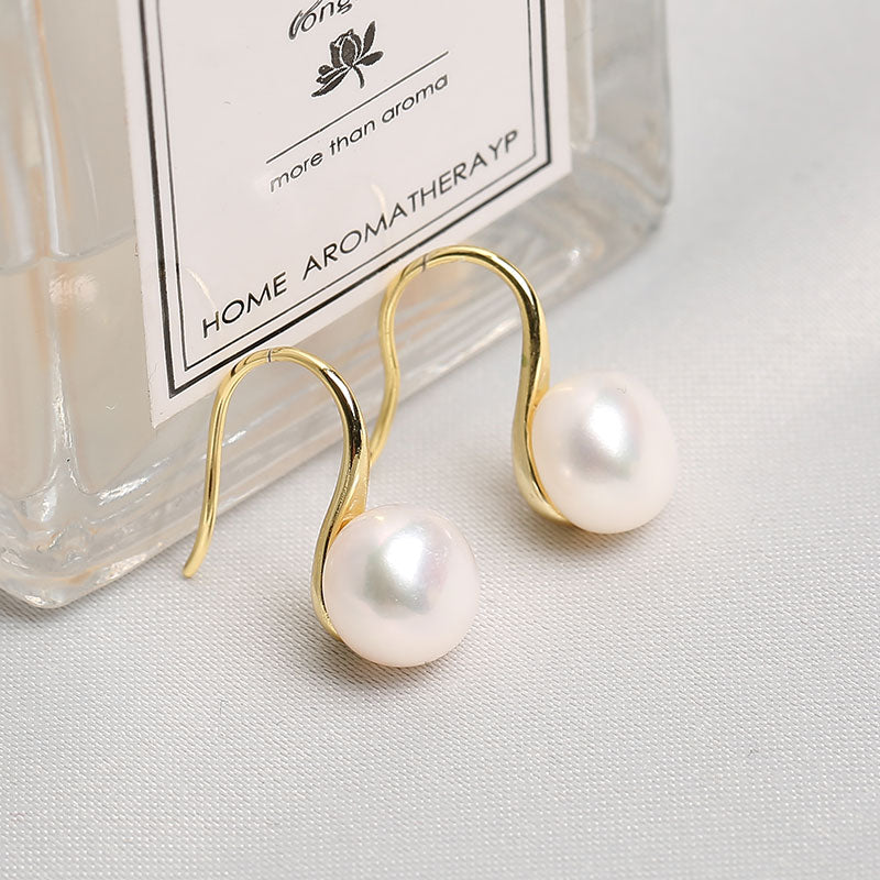 AAAA Freshwater Pearl Drop Earrings S925 | Real Pearl Earrings in Sterling Silver and 14k Gold Plated Pin