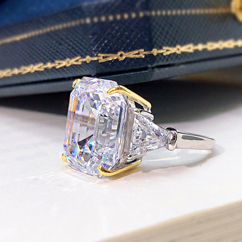 Asscher Cut Three-Stone Yellow and Pink Lab Grown Diamond Engagement Ring 5.0 CTW with S925 Silver GH/VVS