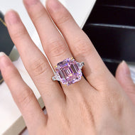 Asscher Cut Three-Stone Yellow and Pink Lab Grown Diamond Engagement Ring 5.0 CTW with S925 Silver GH/VVS