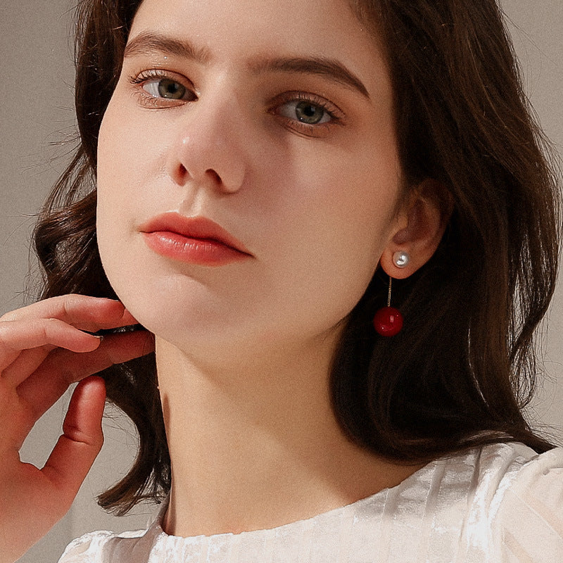 Double Pearl Dangle Earrings | Dangle Pearl Earring Jackets with Sterling Silver Pins