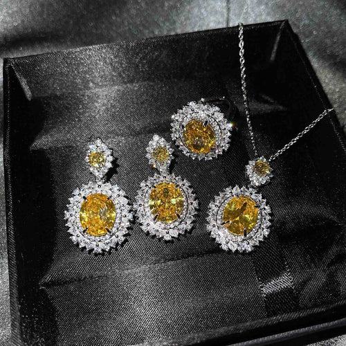 3 Color Available Super Shine Crystal Diamond Jewelry Sets | Crystal Earrings Crystal Pendant and Crystal Rings | Jewelry Sets for Women