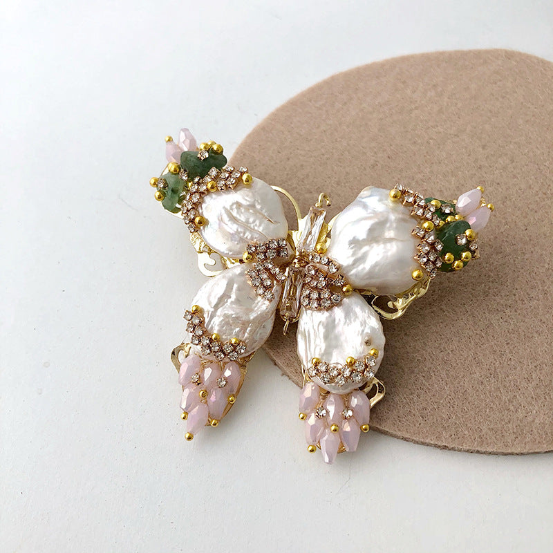 Baroque Pearl Butterfly Brooch-hugetomato jewelry