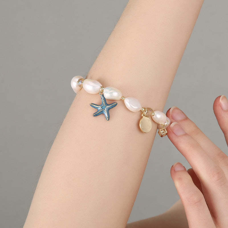 Starfish Creative Style Cultured Baroque Pearl Bracelet in 14k Gold Over Sterling Silver