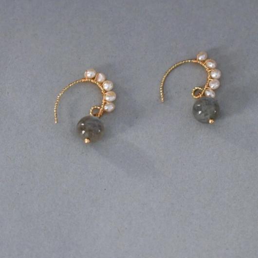 Freshwater Cultured Pearl And Jade Drop Earrings in 14K Gold Over Sterling Silver(3-4mm)