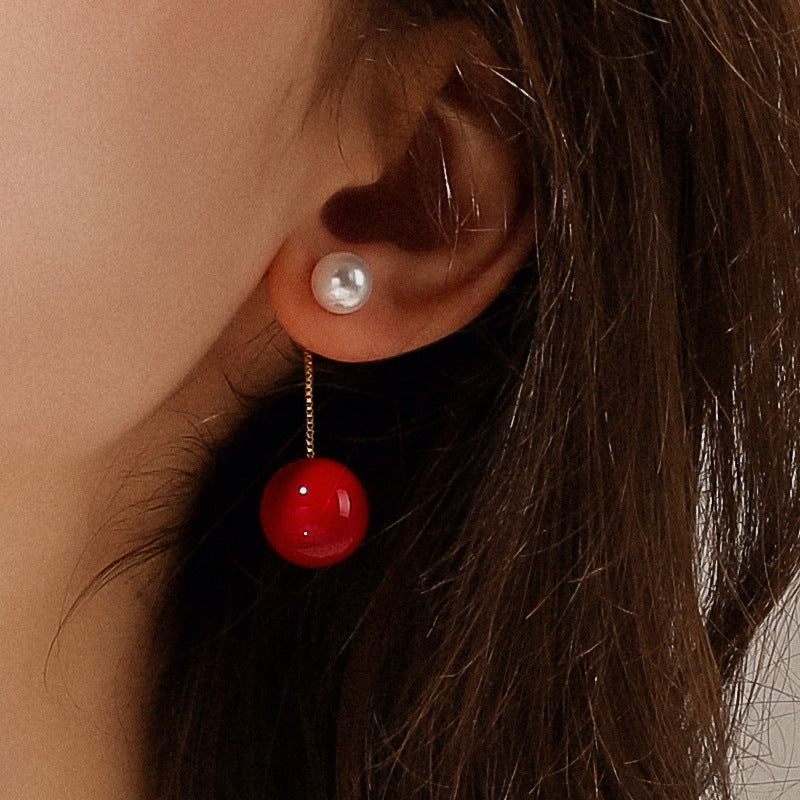 Double Pearl Dangle Earrings | Dangle Pearl Earring Jackets with Sterling Silver Pins