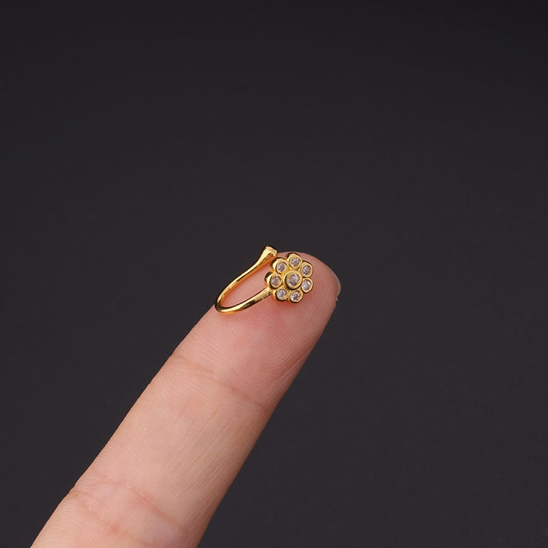 16G Surgical Steel Belly Button Rings CZ Navel Rings Belly Body Piercing Crystal Alloy Nose Clip Body Jewelry