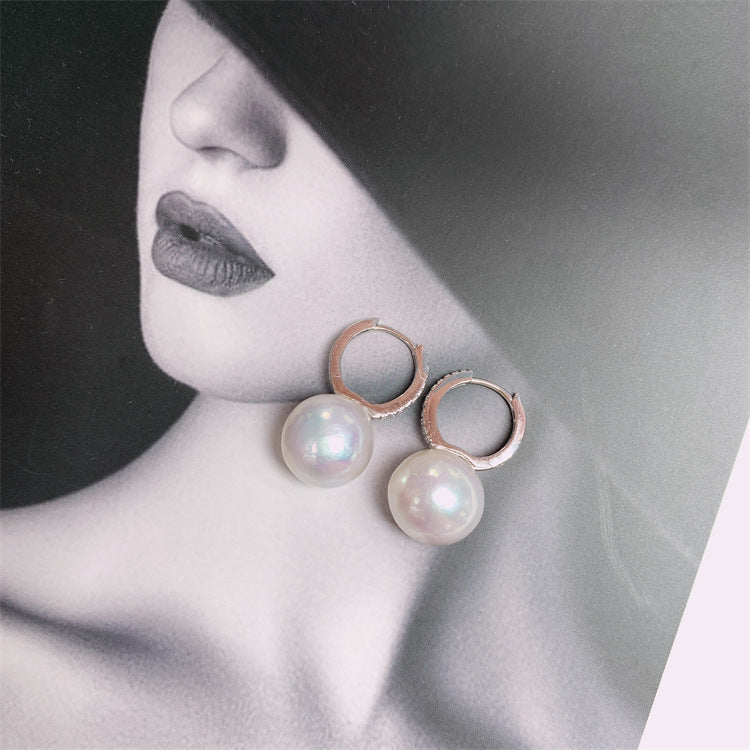 Pendientes de diamantes con perlas reales AAA | Pendientes colgantes de perlas barrocas de agua dulce en plata de ley | Pendientes de perlas blancas de 10-12 mm