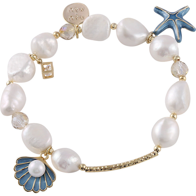 Starfish Creative Style Cultured Baroque Pearl Bracelet in 14k Gold Over Sterling Silver