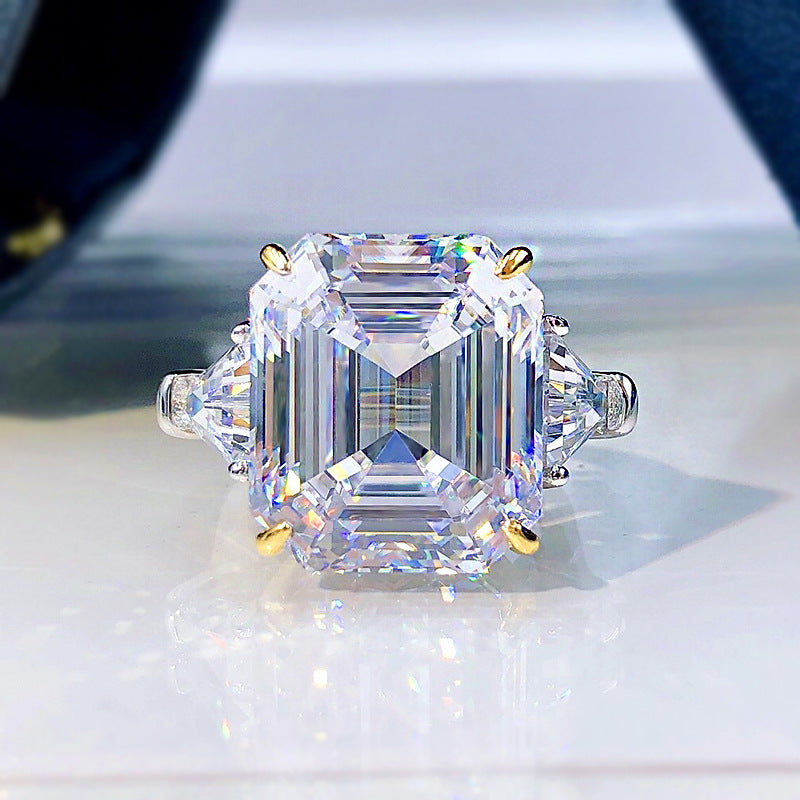 Asscher Cut Three-Stone Yellow and Pink Lab Grown Diamond Engagement Ring 5.0 CTW with S925 Silver GH/VVS