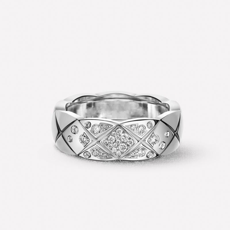 Wide Band Rings | Sterling Silver Ring with X Pattern | Wide Band Diamond Gold Ring for Women and Men