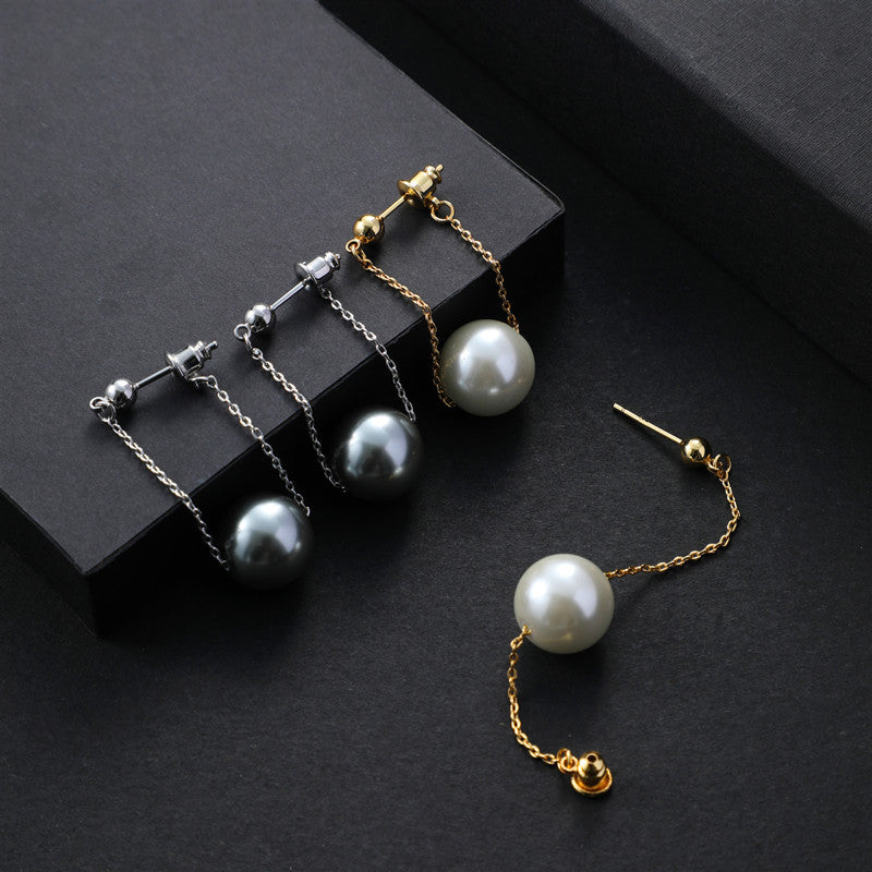 Pearl Dangle Earrings | Faux Pearl Earrings | Dangle Pearl Earrings with Silver Pins (10mm)