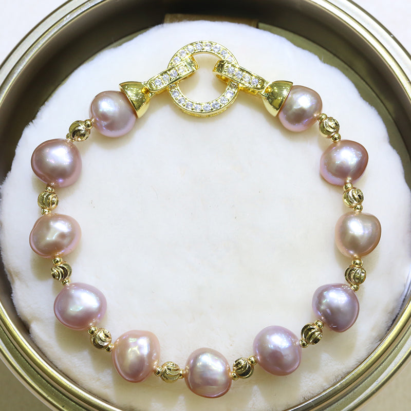 pink baroque pearl bracelet | hugetomato pearl bracelet | pearl bracelet gold