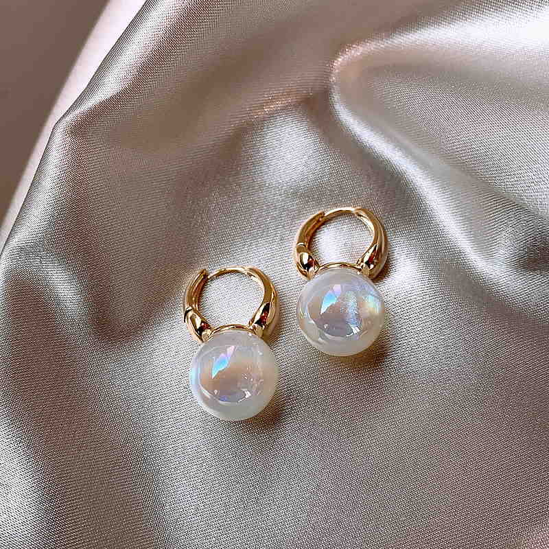 Summer Must-have 14mm Big Opal Drop Earrings | Moonstone Earrings with 14K Gold Plated Clasp