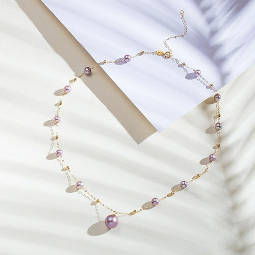 Purple Freshwater Pearl Pendant Necklace in 14K Gold Over Sterling Silver