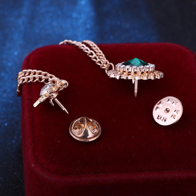 Crystal Cyclone Style Brooch for Men Gold and Silver Chain Brooch Lapel Pin Jewelry Gift