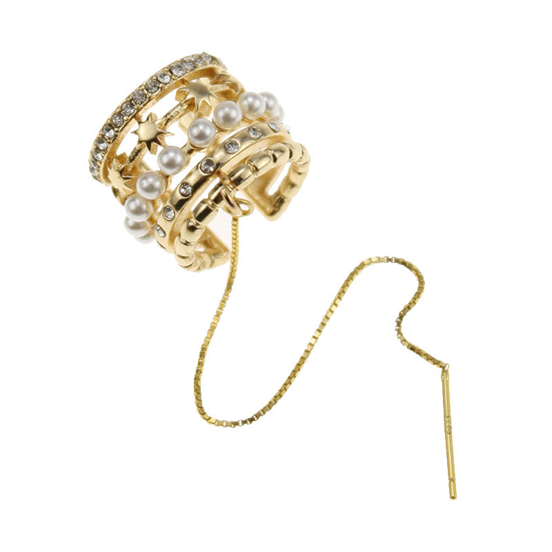 Clips para las orejas de perlas redondas retro, oro de 14 quilates sobre plata de ley (3 mm)