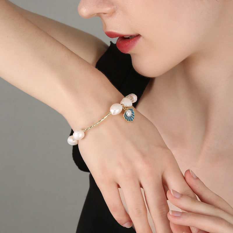 Starfish Creative Style Cultured Baroque Pearl Bracelet in 14k Gold Over Sterling Silver