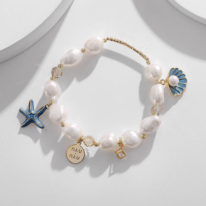 Starfish Creative Style Cultured Baroque Pearl Bracelet in 14k Gold Over Sterling Silver