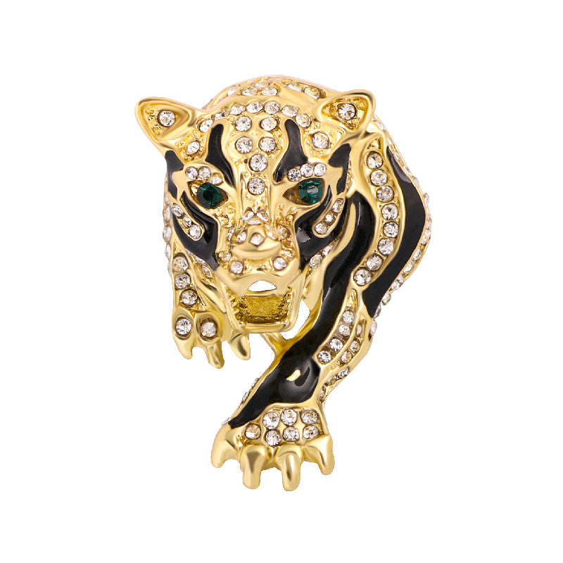 Gold and Silver Leopard Brooch for Men Diamond Cheetah Brooch Pin Jewelry Gift
