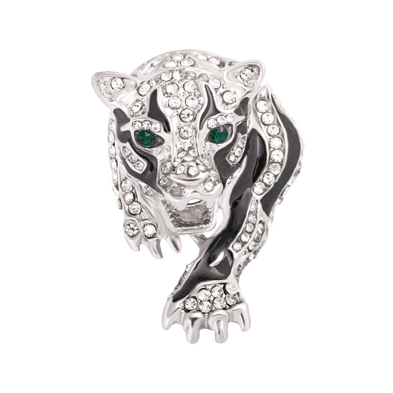 Gold and Silver Leopard Brooch for Men Diamond Cheetah Brooch Pin Jewelry Gift