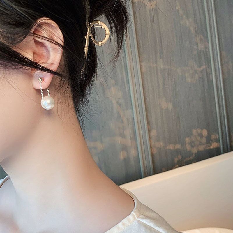 Pearl Dangle Earrings | Faux Pearl Earrings | Dangle Pearl Earrings with Silver Pins (10mm)