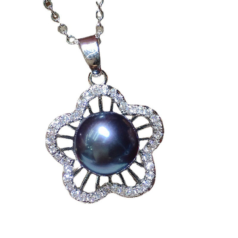 Black Pearl Jewelry Set | Real Pearl Earrings Pearl Ring and Pearl Pendant | AAA Pearl Diamond Set for Women