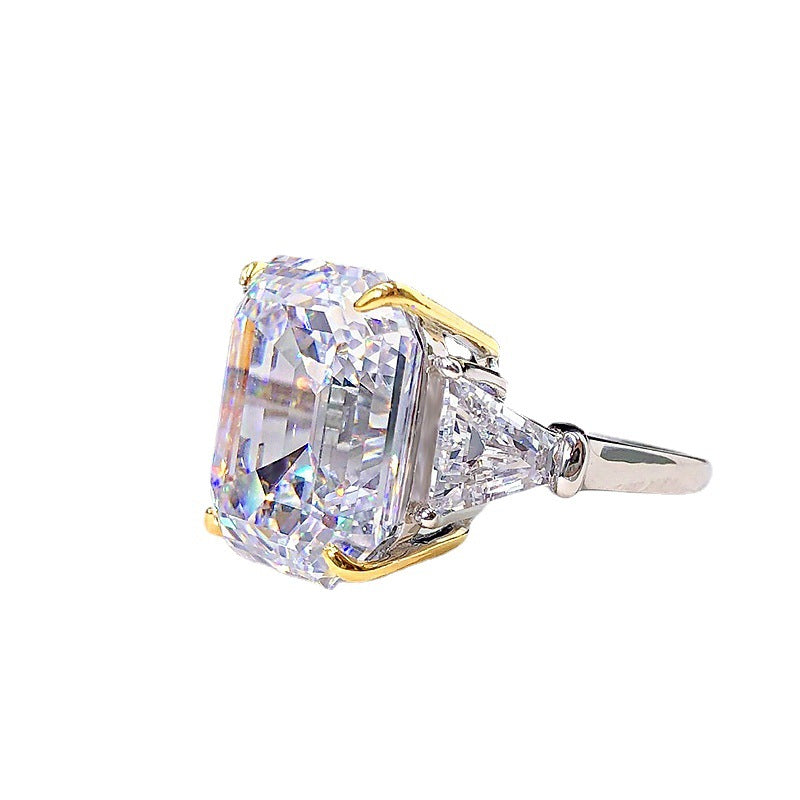 Asscher Cut Three-Stone Yellow and Pink Lab Grown Diamond Engagement Ring 5.0 CTW with S925 Silver GH/VVS
