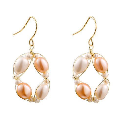 Elegant Pearl Dangle Drop Earrings for Women in 14K Gold Over Sterling Silver（6mm）