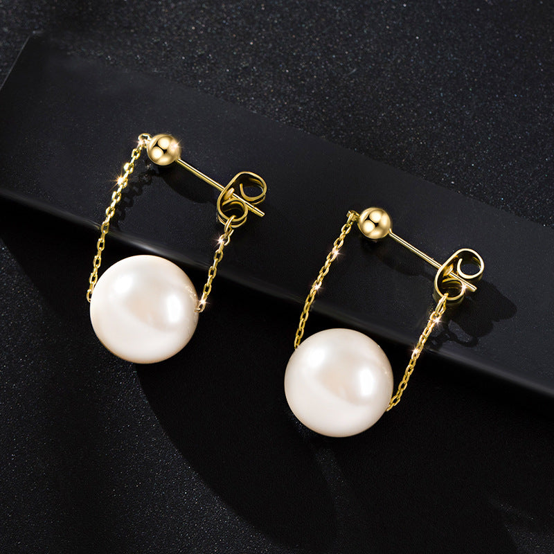 Pearl Dangle Earrings | Faux Pearl Earrings | Dangle Pearl Earrings with Silver Pins (10mm)