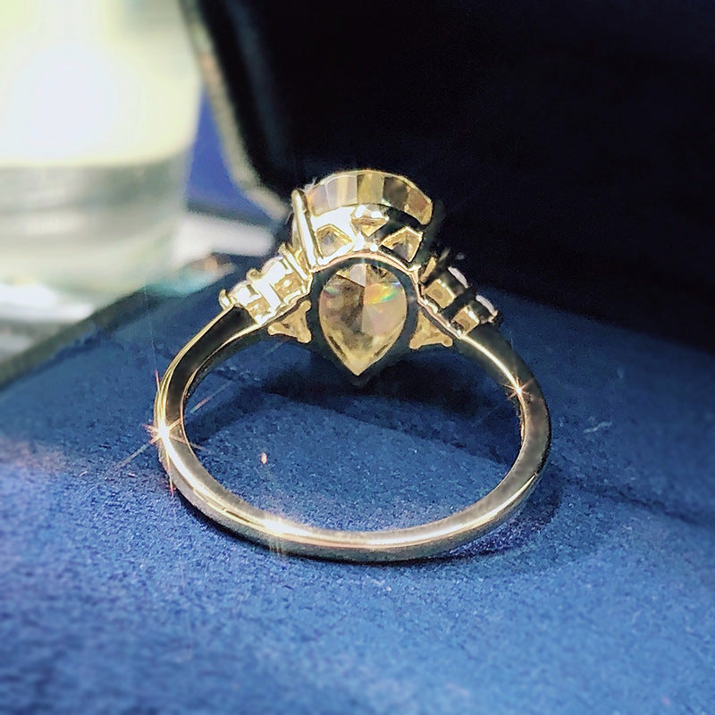 Pear Cut Three-Stone Yellow Lab Grown Diamond Engagement Ring 4.5 CTW with 14K Gold Over S925 Silver GH/VVS