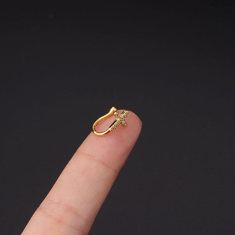 16G Surgical Steel Belly Button Rings CZ Navel Rings Belly Body Piercing Crystal Alloy Nose Clip Body Jewelry