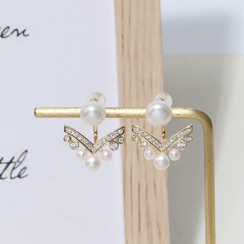 AAA Freshwater Pearl Earrings | Real Pearl Earrings Jackets | Pearl Diamond Earrings in Sterling Silver