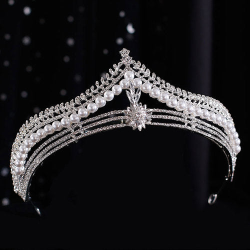 Wedding Tiaras | Pearl Wedding Crown | Diamond Bridal Crown for Wedding