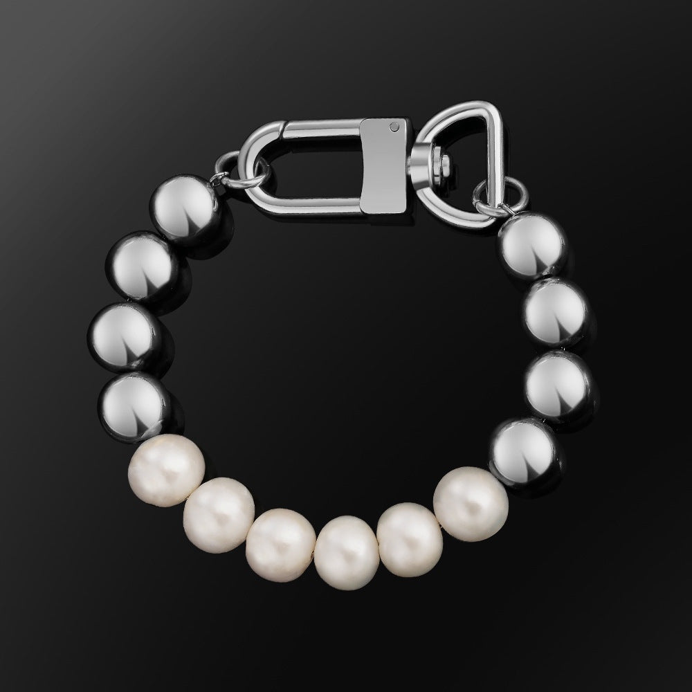 AAA Mens Pearl Necklace | Metal Real Pearl Necklace for Men in 18K Gold and White Gold Plated (10mm)