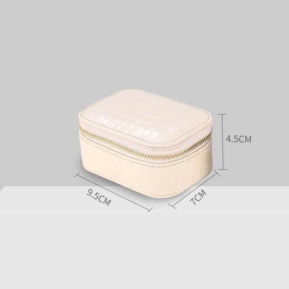 Small Jewelry Organizer Mini Travel Jewelry Case Boxes Portable Jewelry Box Zipper Leather Jewelry Box