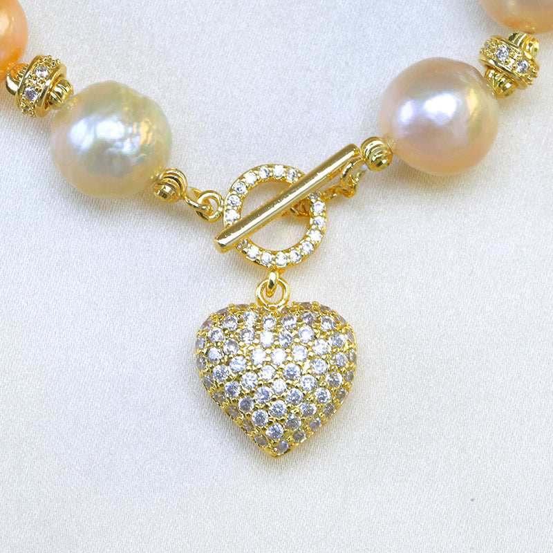 11-12mm Real Pearl Bracelet | Baroque Pearl Bracelet 14K Gold | Pearl Bangle Bracelet For Weddings| Huge Tomato Jewelry