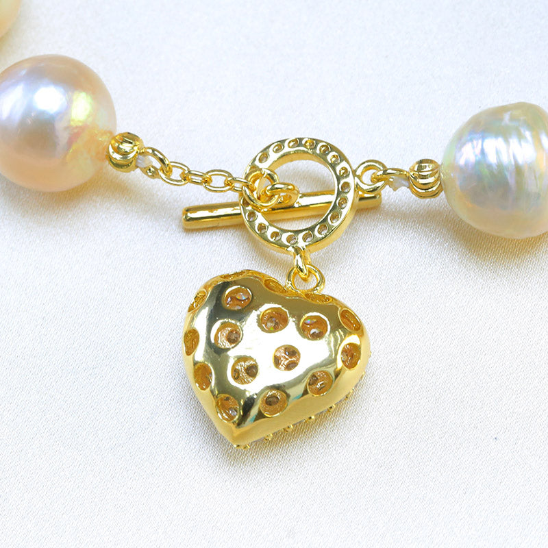 11-12mm Real Pearl Bracelet | Baroque Pearl Bracelet 14K Gold | Pearl Bangle Bracelet For Weddings| Huge Tomato Jewelry