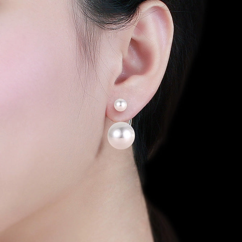 real pearl dangle earrings white
