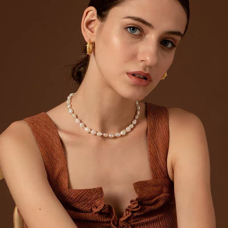Pearl Pendant Necklace Gold | Baroque Freshwater Pearl Necklace | Small Pearl Necklace Designs
