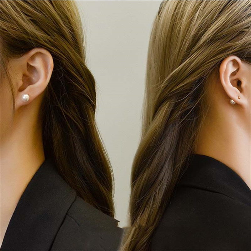 Freshwater Pearl Earrings | Square Hoop Pearl Drop Earrings | Detachable Real Pearl Earrings in 14K Gold Plated (8mm)