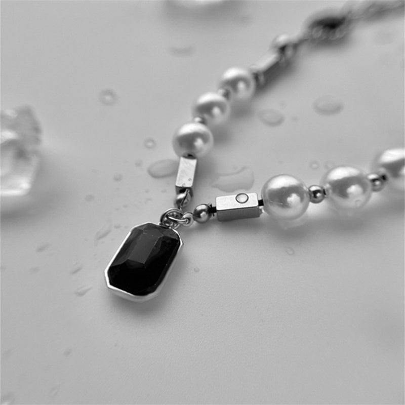 Mens Cuban Link Chain | Mens Pearl Necklace | Obisidian Necklace Mens