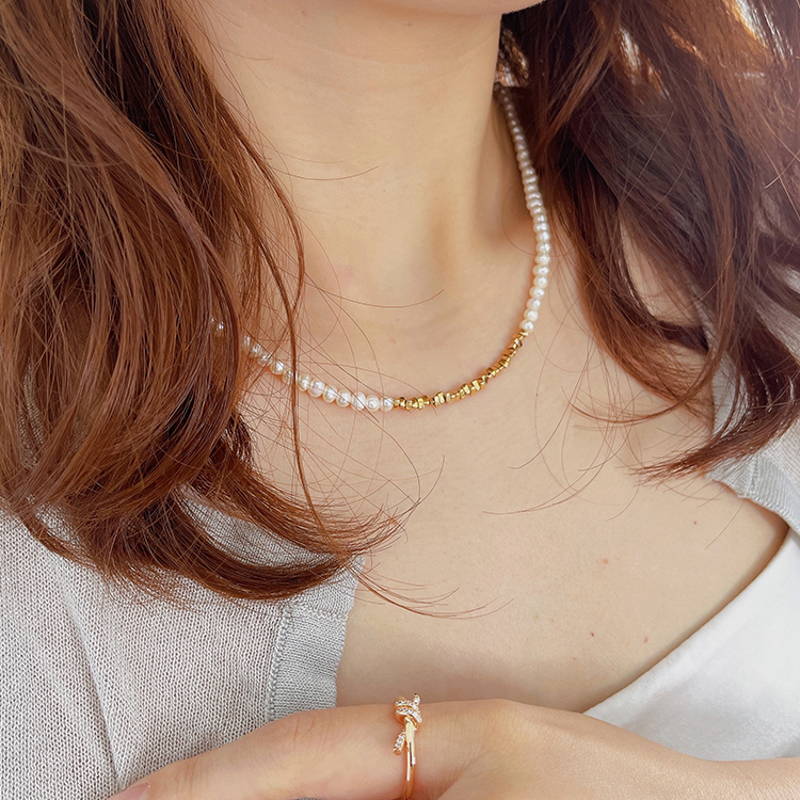Small Baroque Pearl Necklace | Real Pearl Necklace | Gold and Pearl Necklace for Women (4-5mm)