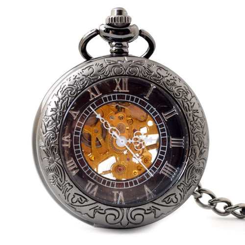 Roman Numeral Mechanical Pocket Watch with Glass Cover | Vintage Style Pocket Watch |  Pocket Watch 3 Color Available