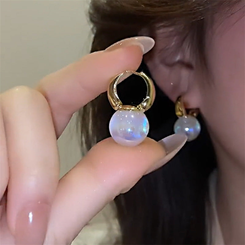 Summer Must-have 14mm Big Opal Drop Earrings | Moonstone Earrings with 14K Gold Plated Clasp
