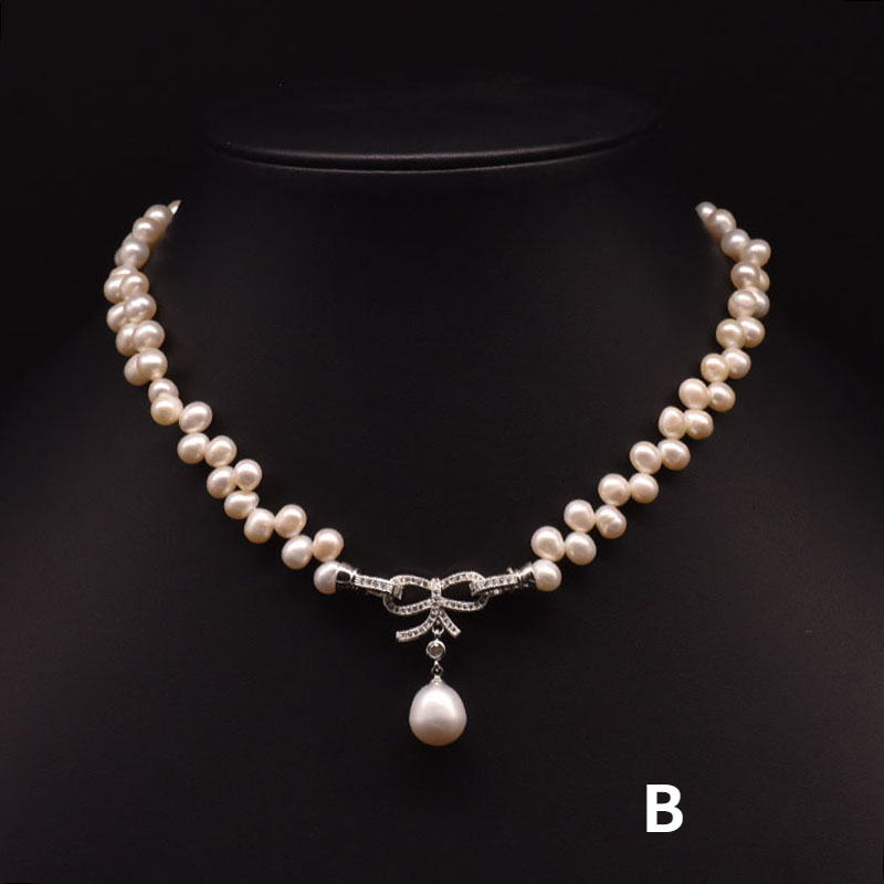 Luxury Handmade Real Pearl Necklace AAA Cultured Freshwater Pearl Multi Strand Necklace in 18k Gold Over Sterling Silver
