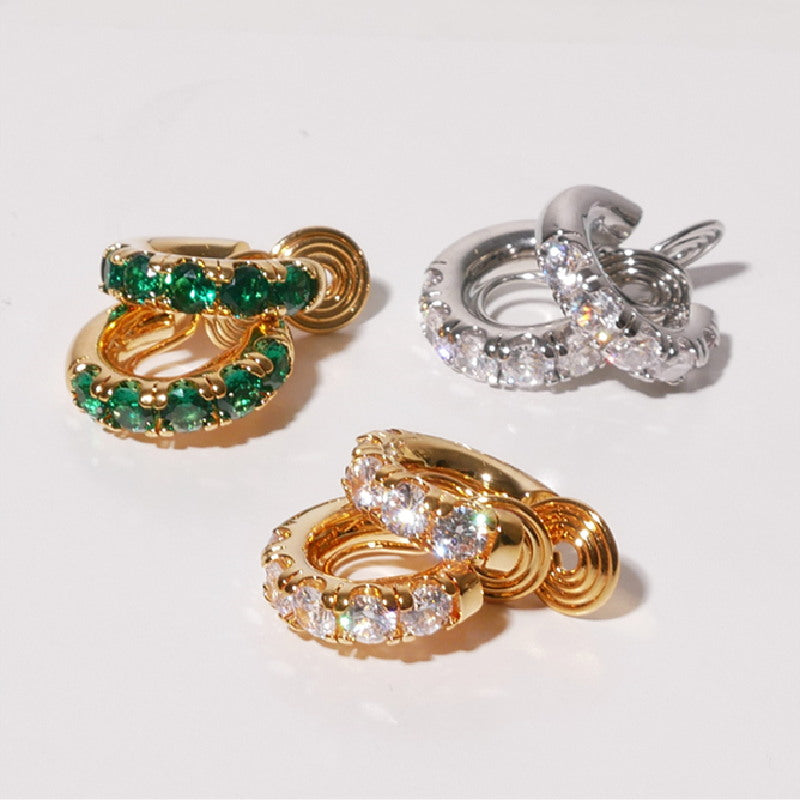 Crystal Clip on Hoop Earrings | Non Pierced Earrings | Clip on Earrings for Women in 18K Gold Plated