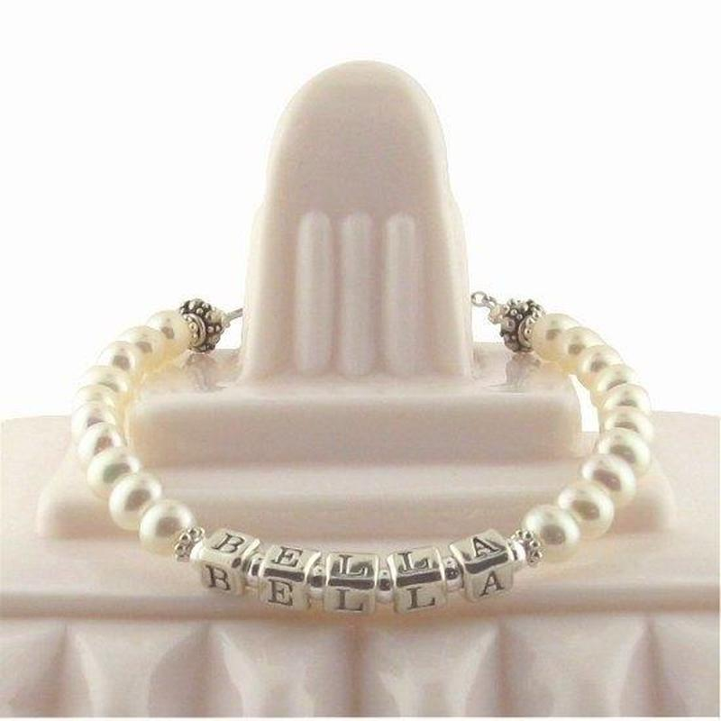 100% Handmade Name Customize Little Girl Bracelet Pearls Name Bracelet Birthday Gift Idea