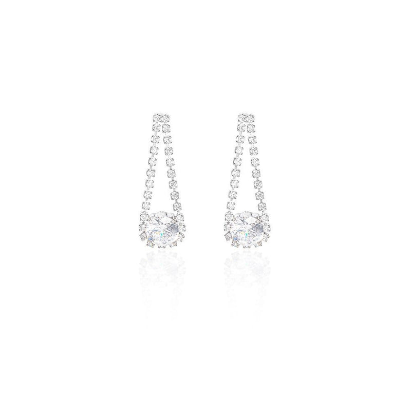 Pendientes colgantes de diamantes de imitación | Pendientes colgantes de diamantes con alfileres de plata de ley